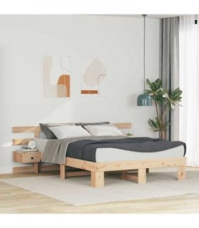 vidaXL Bed Frame with Headboard Brown 140 x 200 cm Solid Pine Wood
