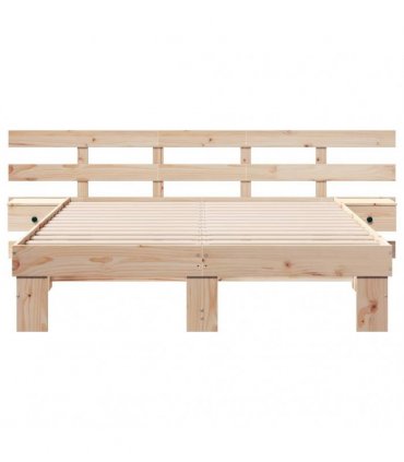 vidaXL Bed Frame with Headboard Brown 140 x 200 cm Solid Pine Wood