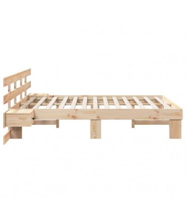vidaXL Bed Frame with Headboard Brown 140 x 200 cm Solid Pine Wood