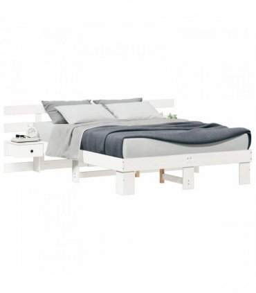 vidaXL Bed Frame with Headboard White 140 x 200 cm Solid Pine Wood
