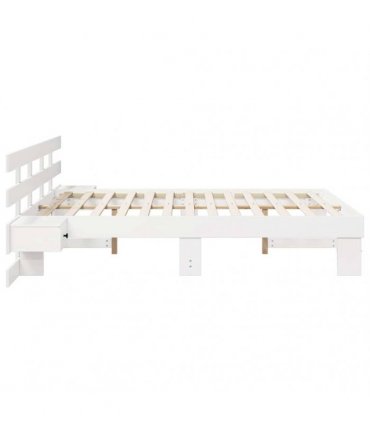vidaXL Bed Frame with Headboard White 140 x 200 cm Solid Pine Wood
