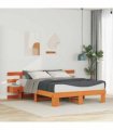 vidaXL Bed Frame with Headboard Brown 140 x 200 cm Solid Pine Wood