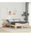 vidaXL Bed Frame with Headboard Brown 120 x 200 cm Solid Pine Wood