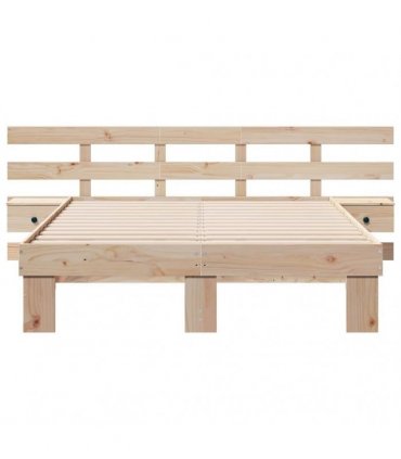 vidaXL Bed Frame with Headboard Brown 120 x 200 cm Solid Pine Wood