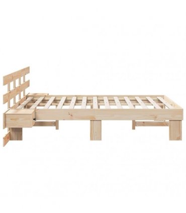 vidaXL Bed Frame with Headboard Brown 120 x 200 cm Solid Pine Wood