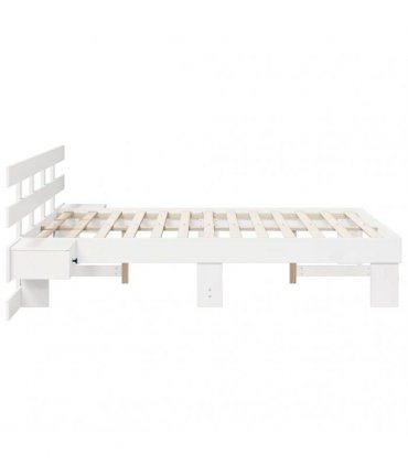 vidaXL Bed Frame with Headboard White 120 x 200 cm Solid Pine Wood