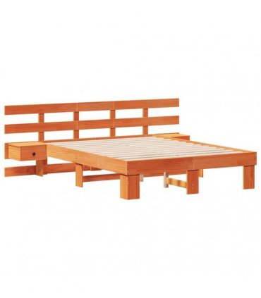 vidaXL Bed Frame with Headboard Brown 140 x 190 cm Solid Pine Wood