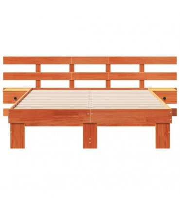 vidaXL Bed Frame with Headboard Brown 140 x 190 cm Solid Pine Wood