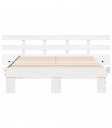 vidaXL Bed Frame with Headboard White 135 x 190 cm Solid Pine Wood