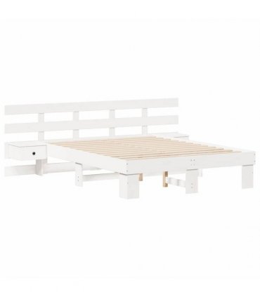 vidaXL Bed Frame with Headboard White 120 x 190 cm Solid Pine Wood