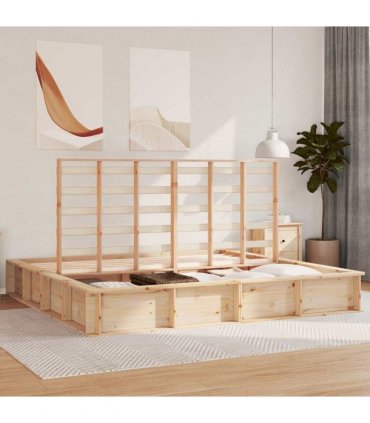 vidaXL Bed Frame Brown 200 x 200 cm Solid Pine Wood