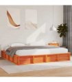 vidaXL Bed Frame Wax Brown 200 x 200 cm Solid Pine Wood