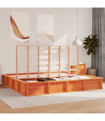 vidaXL Bed Frame Wax Brown 180 x 200 cm Solid Pine Wood