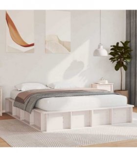 vidaXL Bed Frame White 150 x 200 cm Solid Pine Wood