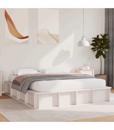 vidaXL Bed Frame White 150 x 200 cm Solid Pine Wood