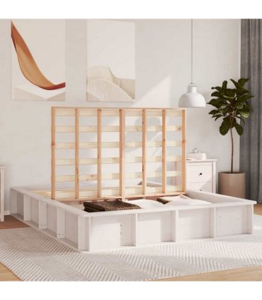 vidaXL Bed Frame White 150 x 200 cm Solid Pine Wood