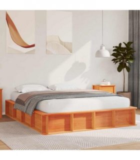 vidaXL Bed Frame Wax Brown 150 x 200 cm Solid Pine Wood