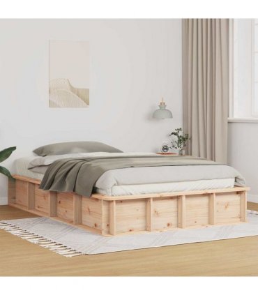 vidaXL Bed Frame Brown 140 x 200 cm Solid Pine Wood