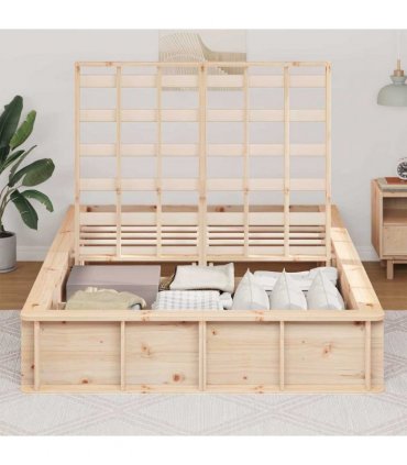 vidaXL Bed Frame Brown 140 x 200 cm Solid Pine Wood