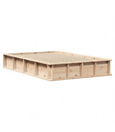vidaXL Bed Frame Brown 140 x 200 cm Solid Pine Wood