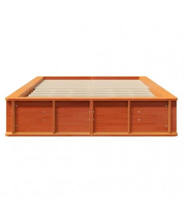 vidaXL Bed Frame Wax Brown 140 x 200 cm Solid Pine Wood
