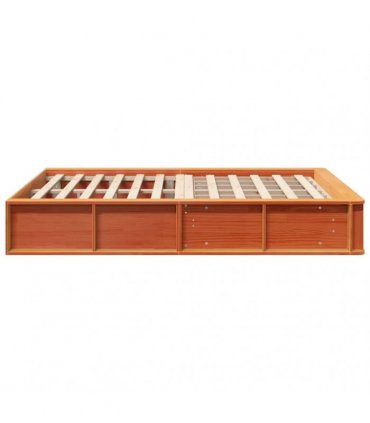 vidaXL Bed Frame Wax Brown 140 x 190 cm Solid Pine Wood