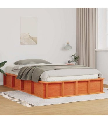 vidaXL Bed Frame Wax Brown 120 x 190 cm Solid Pine Wood