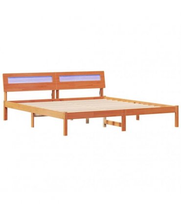 vidaXL Bed Frame with Headboard Brown 200 x 200 cm Solid Pine Wood