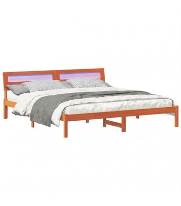vidaXL Bed Frame with Headboard Brown 200 x 200 cm Solid Pine Wood