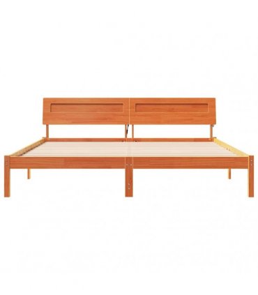 vidaXL Bed Frame with Headboard Brown 200 x 200 cm Solid Pine Wood