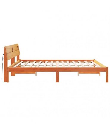 vidaXL Bed Frame with Headboard Brown 200 x 200 cm Solid Pine Wood
