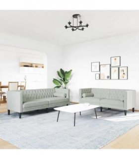 vidaXL Living Room Couch 2 pcs Light Grey Velvet