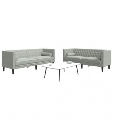 vidaXL Living Room Couch 2 pcs Light Grey Velvet