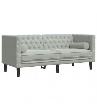 vidaXL Living Room Couch 2 pcs Light Grey Velvet