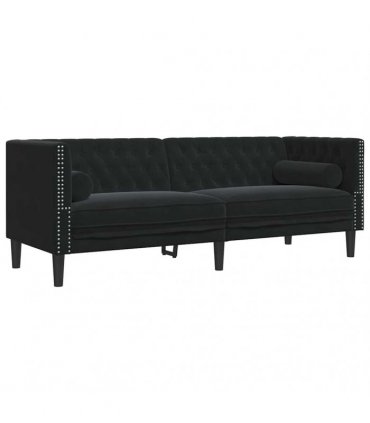vidaXL Living Room Couch 2 pcs Black Velvet