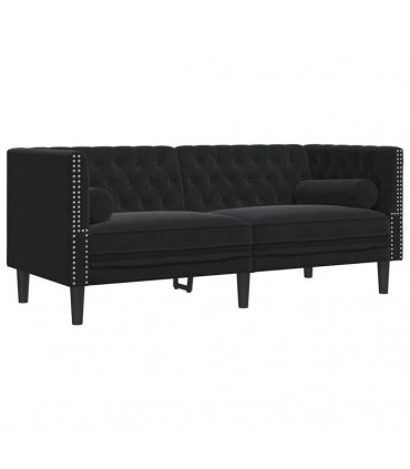 vidaXL Living Room Couch 2 pcs Black Velvet