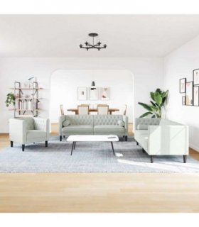 vidaXL Living Room Couch 3 pcs Light Grey Velvet