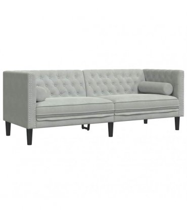 vidaXL Living Room Couch 3 pcs Light Grey Velvet