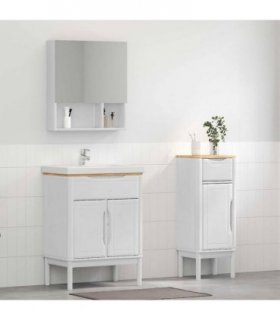 vidaXL Bathroom Furniture Set FLORO 2 pcs White Solid Pine Wood