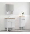 vidaXL Bathroom Furniture Set FLORO 2 pcs White Solid Pine Wood