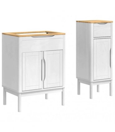 vidaXL Bathroom Furniture Set FLORO 2 pcs White Solid Pine Wood