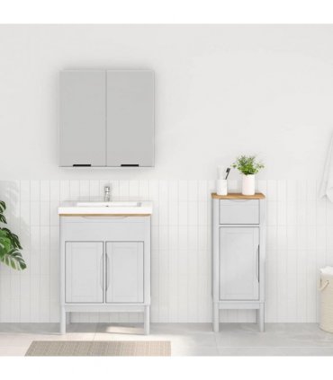 vidaXL Bathroom Furniture Set FLORO 2 pcs White Solid Pine Wood