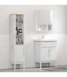 vidaXL Bathroom Furniture Set FLORO 2 pcs White Solid Pine Wood