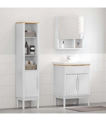 vidaXL Bathroom Furniture Set FLORO 2 pcs White Solid Pine Wood