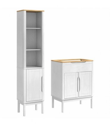 vidaXL Bathroom Furniture Set FLORO 2 pcs White Solid Pine Wood