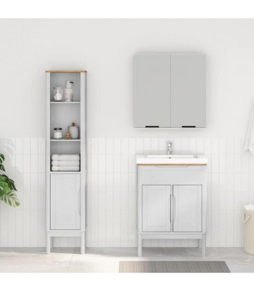 vidaXL Bathroom Furniture Set FLORO 2 pcs White Solid Pine Wood