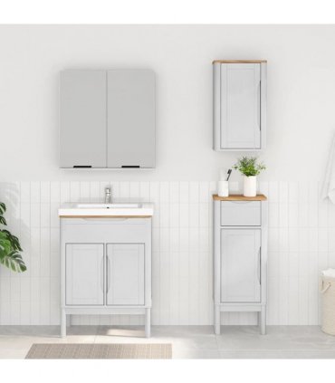 vidaXL Bathroom Furniture Set FLORO 3 pcs White Solid Pine Wood