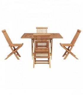 vidaXL Garden Dining Set Folding Brown Soild Teak Wood