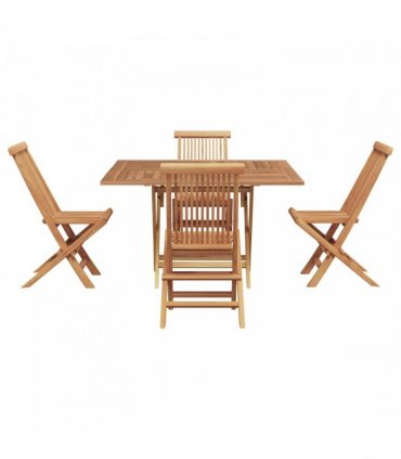 vidaXL Garden Dining Set Folding Brown Soild Teak Wood