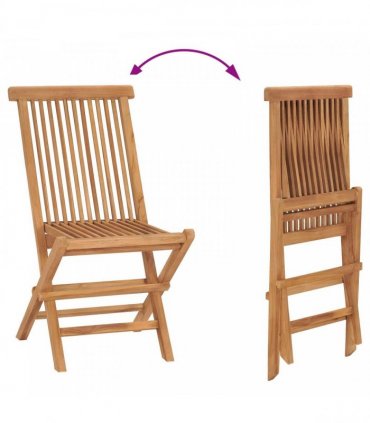 vidaXL Garden Dining Set Folding Brown Soild Teak Wood